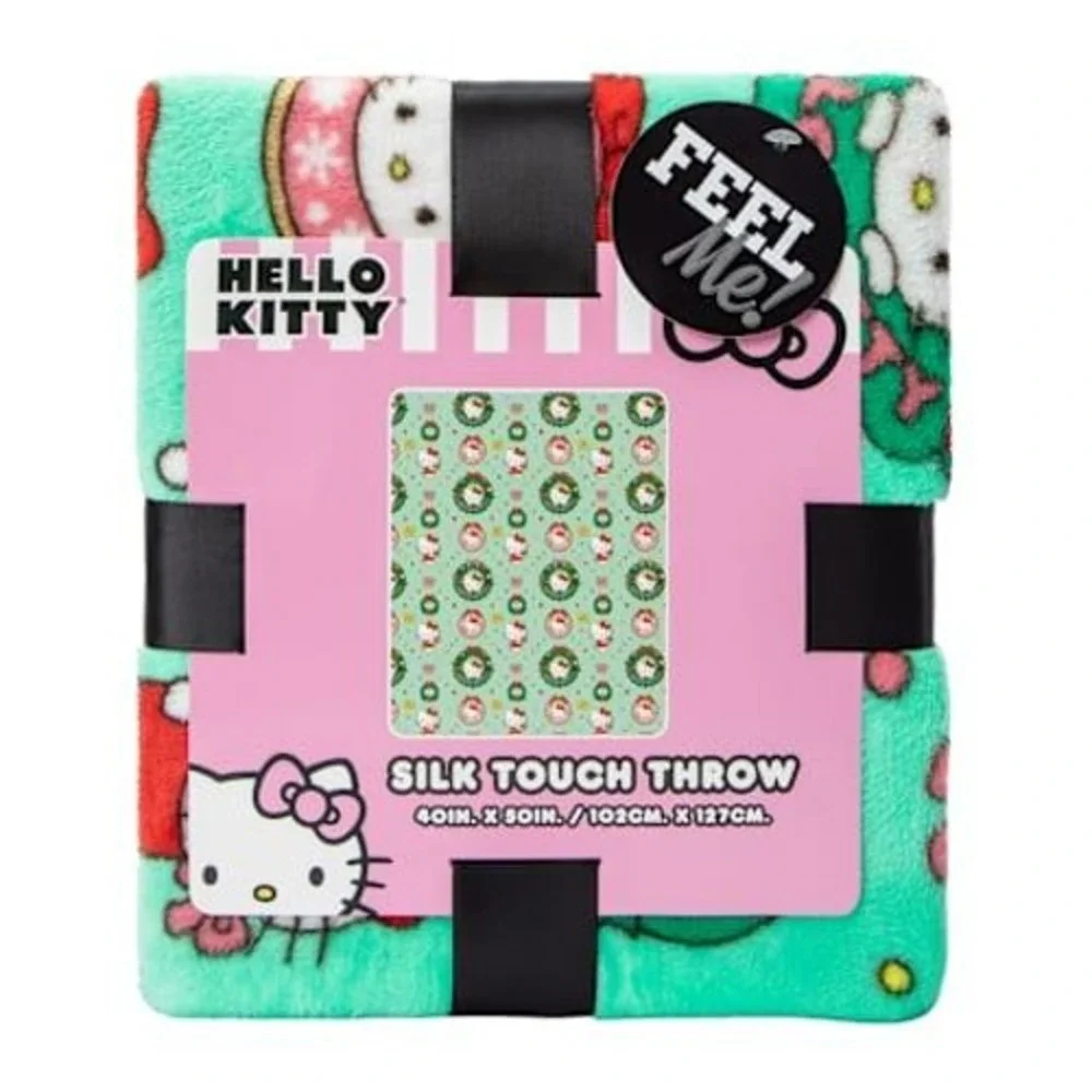 Hello Kitty Fleece Christmas Throw Blanket 40x50 Holiday Silk Touch Sanrio Plush